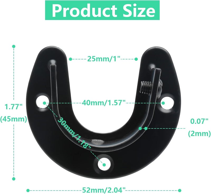 Suiwotin 2 Packs Stainless Steel Closet Rod End Supports 1 Inch Wardrobe Bracket Heavy Duty Closet Pole Sockets Flange Rod Holder, U-Shaped with Screws, Black - Image 2